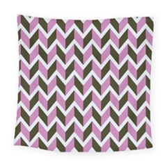 Zigzag Chevron Pattern Pink Brown Square Tapestry (large)