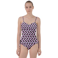 Zigzag Chevron Pattern Pink Brown Sweetheart Tankini Set by snowwhitegirl