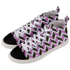 Zigzag Chevron Pattern Pink Brown Men s Mid-top Canvas Sneakers by snowwhitegirl