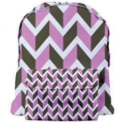 Zigzag Chevron Pattern Pink Brown Giant Full Print Backpack by snowwhitegirl