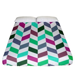 Zigzag Chevron Pattern Aqua Purple Fitted Sheet (california King Size) by snowwhitegirl