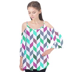 Zigzag Chevron Pattern Aqua Purple Flutter Tees