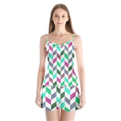 Zigzag Chevron Pattern Aqua Purple Satin Pajamas Set by snowwhitegirl