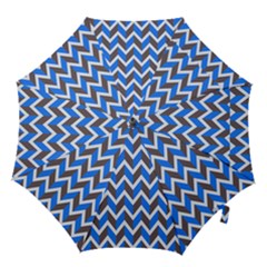 Zigzag Chevron Pattern Blue Grey Hook Handle Umbrellas (Small)