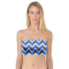 Zigzag Chevron Pattern Blue Grey Bandeau Top