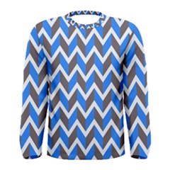 Zigzag Chevron Pattern Blue Grey Men s Long Sleeve Tee