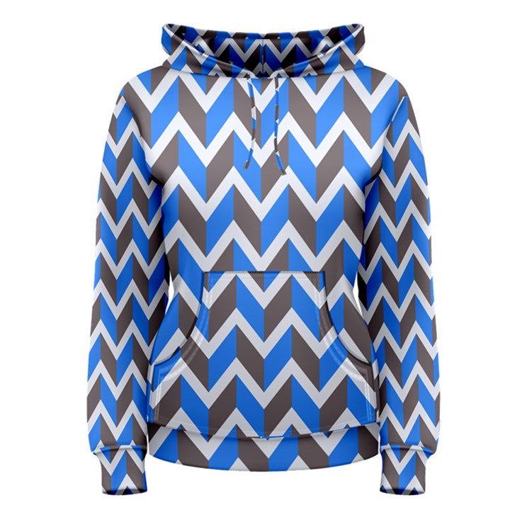 Zigzag Chevron Pattern Blue Grey Women s Pullover Hoodie