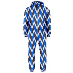 Zigzag Chevron Pattern Blue Grey Hooded Jumpsuit (Men) 
