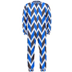 Zigzag Chevron Pattern Blue Grey OnePiece Jumpsuit (Men) 