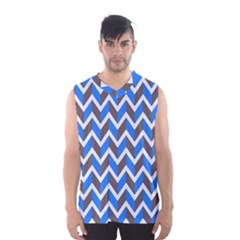 Zigzag Chevron Pattern Blue Grey Men s Basketball Tank Top