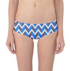 Zigzag Chevron Pattern Blue Grey Classic Bikini Bottoms