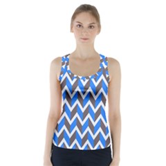 Zigzag Chevron Pattern Blue Grey Racer Back Sports Top