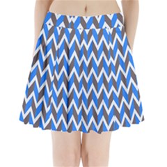 Zigzag Chevron Pattern Blue Grey Pleated Mini Skirt