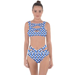 Zigzag Chevron Pattern Blue Grey Bandaged Up Bikini Set 