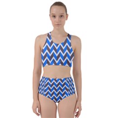 Zigzag Chevron Pattern Blue Grey Racer Back Bikini Set