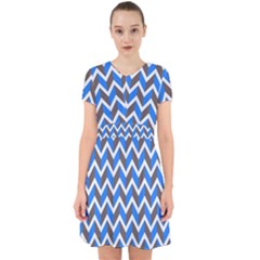 Zigzag Chevron Pattern Blue Grey Adorable in Chiffon Dress