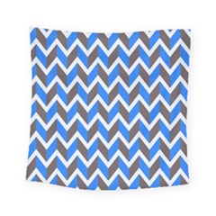 Zigzag Chevron Pattern Blue Grey Square Tapestry (Small)