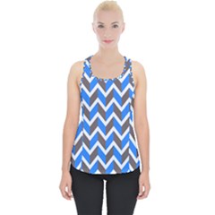 Zigzag Chevron Pattern Blue Grey Piece Up Tank Top by snowwhitegirl