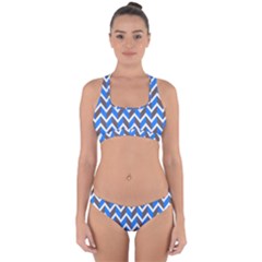 Zigzag Chevron Pattern Blue Grey Cross Back Hipster Bikini Set