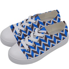 Zigzag Chevron Pattern Blue Grey Kids  Low Top Canvas Sneakers