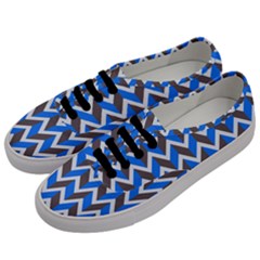Zigzag Chevron Pattern Blue Grey Men s Classic Low Top Sneakers