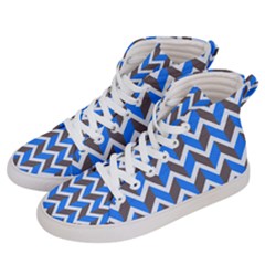 Zigzag Chevron Pattern Blue Grey Women s Hi-Top Skate Sneakers