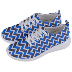 Zigzag Chevron Pattern Blue Grey Men s Lightweight Sports Shoes