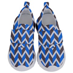 Zigzag Chevron Pattern Blue Grey Velcro Strap Shoes