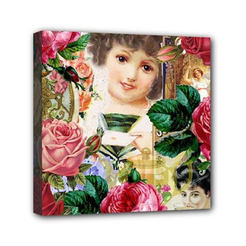 Little Girl Victorian Collage Mini Canvas 6  X 6 