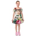 Little Girl Victorian Collage Kids  Short Sleeve Velvet Dress View1