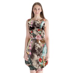 Victorian Collage Sleeveless Chiffon Dress  