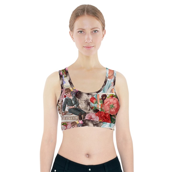 Victorian Collage Sports Bra With Pocket