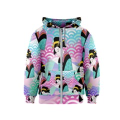 Japanese Abstract Kids  Zipper Hoodie by snowwhitegirl