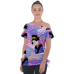 Japanese Abstract Blue Tie-up Tee