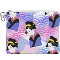 Japanese Abstract Blue Canvas Cosmetic Bag (xxxl)