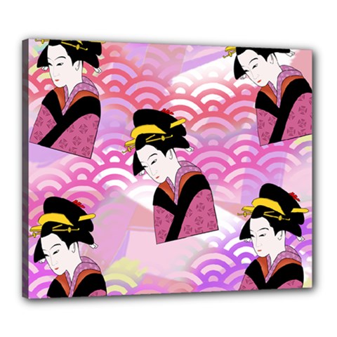 Japanese Abstract Pink Canvas 24  X 20  by snowwhitegirl