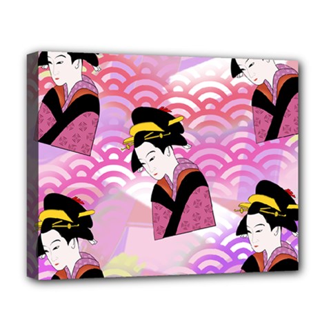 Japanese Abstract Pink Deluxe Canvas 20  X 16   by snowwhitegirl