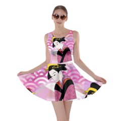 Japanese Abstract Pink Skater Dress by snowwhitegirl