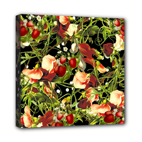 Fruit Blossom Black Mini Canvas 8  X 8 