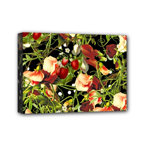 Fruit Blossom Black Mini Canvas 7  X 5  by snowwhitegirl