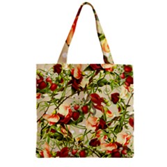 Fruit Blossom Beige Zipper Grocery Tote Bag by snowwhitegirl