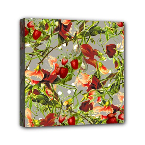 Fruit Blossom Gray Mini Canvas 6  X 6 