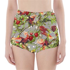 Fruit Blossom Gray High-waisted Bikini Bottoms by snowwhitegirl