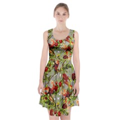 Fruit Blossom Gray Racerback Midi Dress