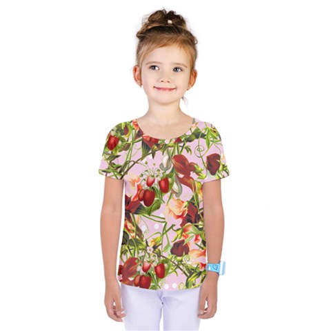 Fruit Blossom Pink Kids  One Piece Tee by snowwhitegirl