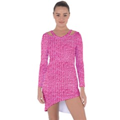 Knitted Wool Bright Pink Asymmetric Cut-out Shift Dress