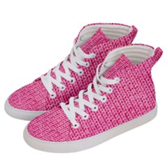 Knitted Wool Bright Pink Men s Hi-top Skate Sneakers by snowwhitegirl