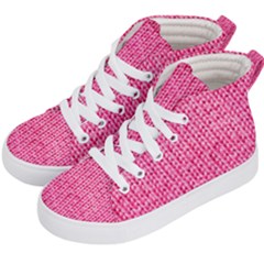 Knitted Wool Bright Pink Kid s Hi-top Skate Sneakers by snowwhitegirl