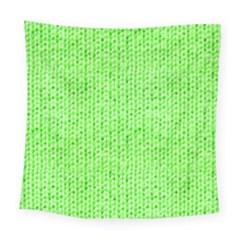 Knitted Wool Neon Green Square Tapestry (large)