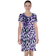 Purple Abstract Swirl Drops Short Sleeve Nightdress